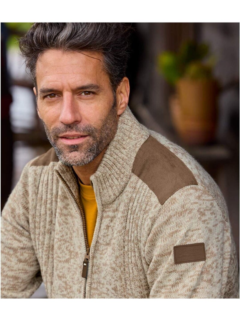 Gilet Tricot Zippé West Legend   - ATLAS FOR MEN Beige - Kiabi