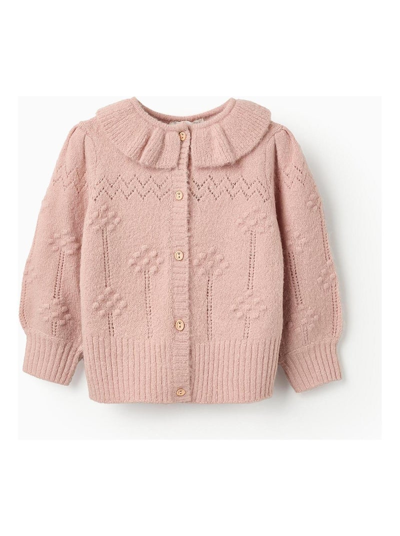 Gilet tricoté, avec des volants ISTANBUL Mauve - Kiabi