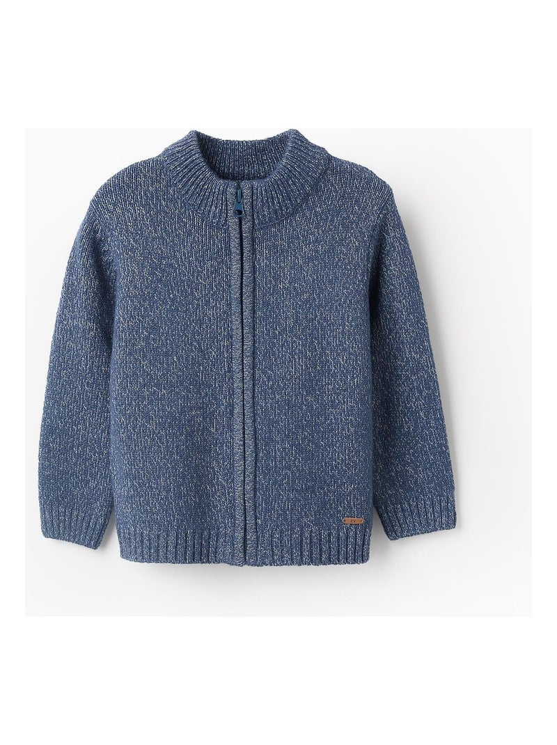 Gilet tricoté, avec fermeture à glissière NOVEAUX NATURE Bleu foncé - Kiabi