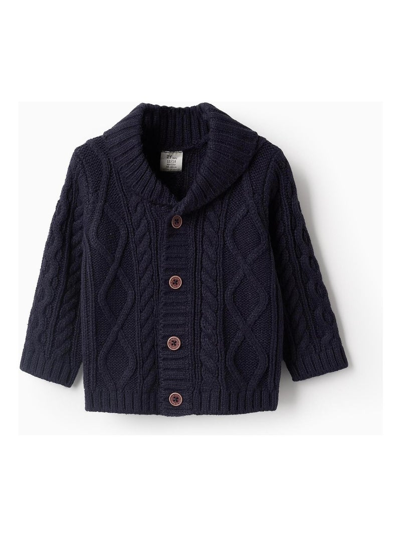 Gilet tricoté, col croisé NOËL Bleu foncé - Kiabi