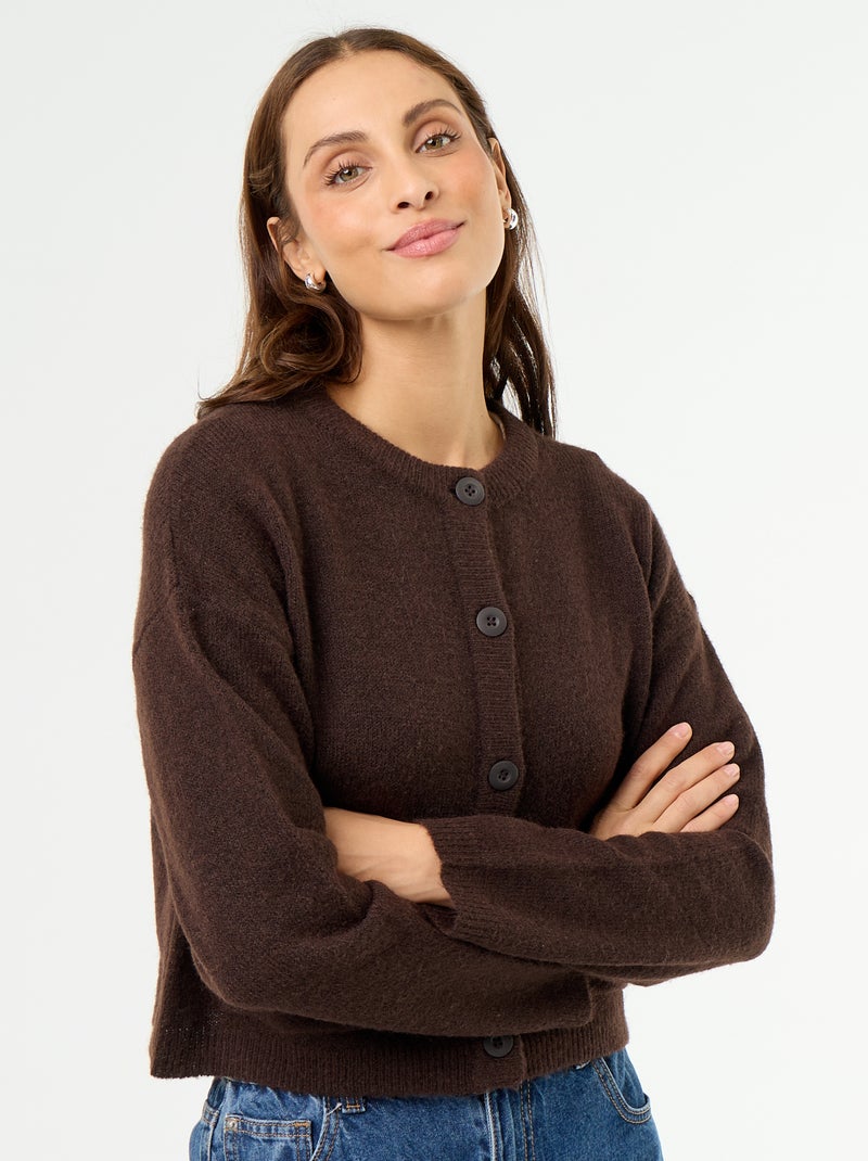 Gilet tricoté Marron - Kiabi