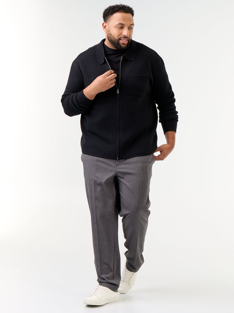 Gilet uni avec col chemise Noir - Kiabi