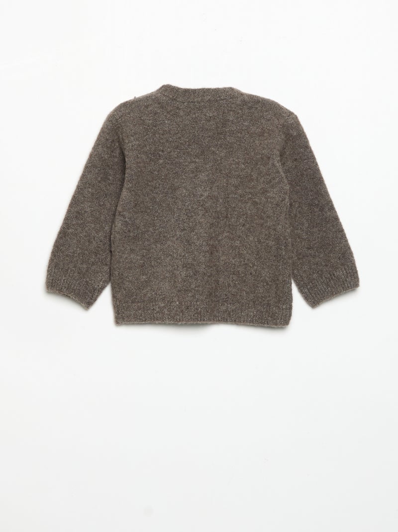 Gilet uni avec col en V Taupe - Kiabi