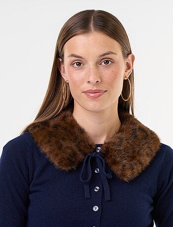 Gilet uni avec fausse fourrure au col
