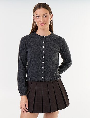 Gilet uni avec fausse fourrure au col