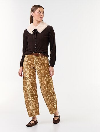 Gilet uni avec fausse fourrure au col