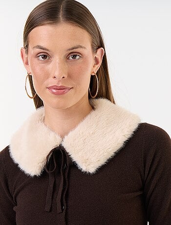 Gilet uni avec fausse fourrure au col