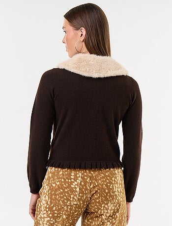 Gilet uni avec fausse fourrure au col