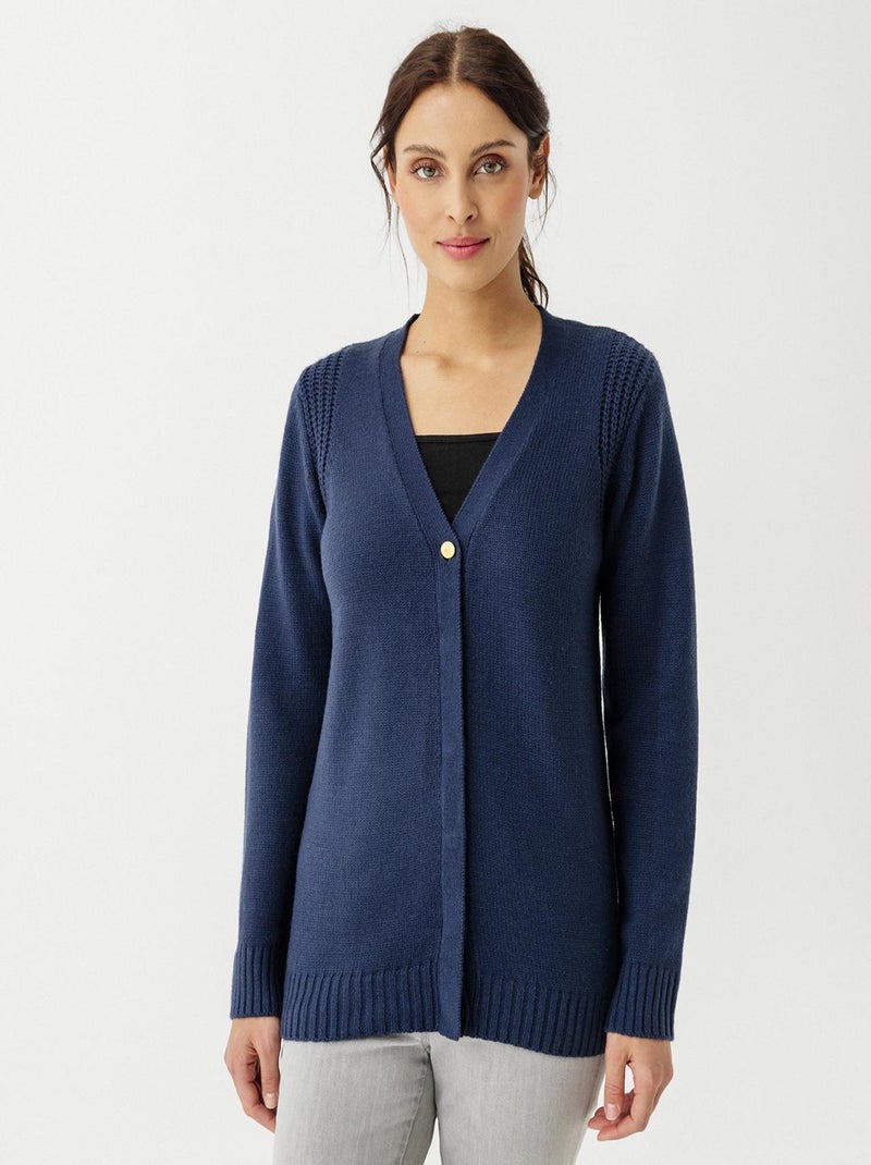 Gilet uni boutonné - Damart Bleu marine - Kiabi