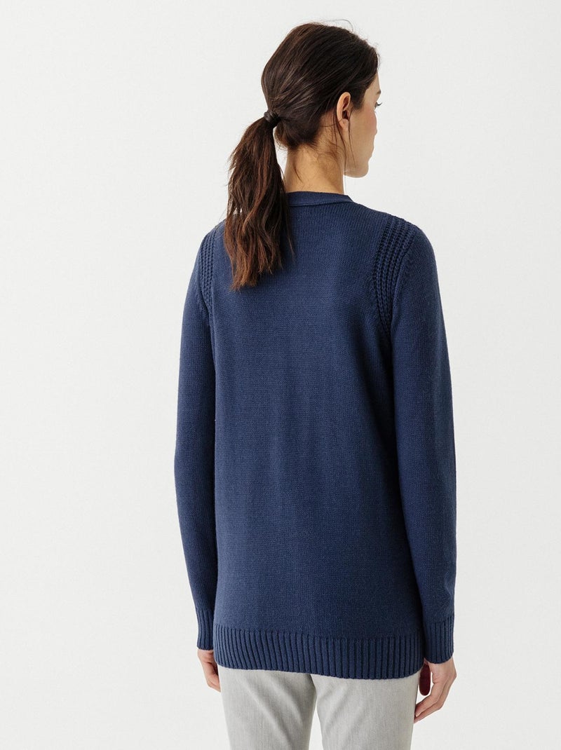 Gilet uni boutonné - Damart Bleu marine - Kiabi