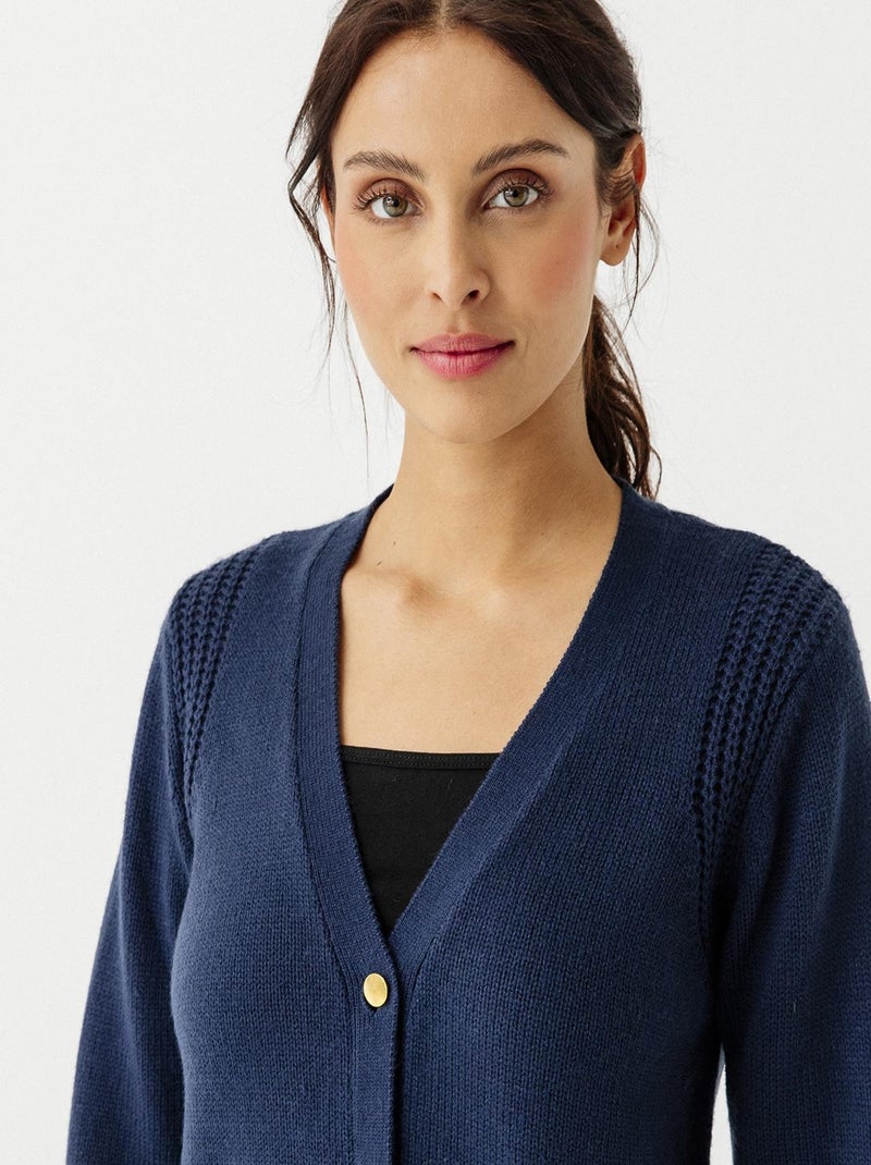 Gilet uni boutonné - Damart Bleu marine - Kiabi