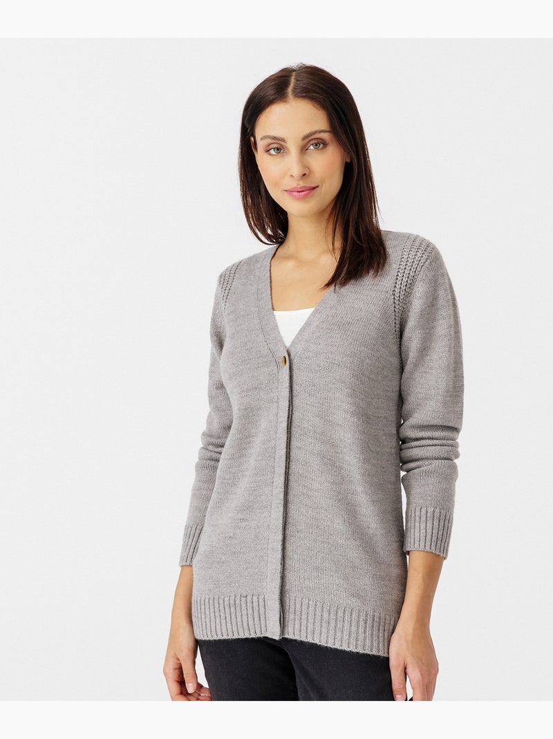 Gilet uni boutonné - Damart Gris - Kiabi