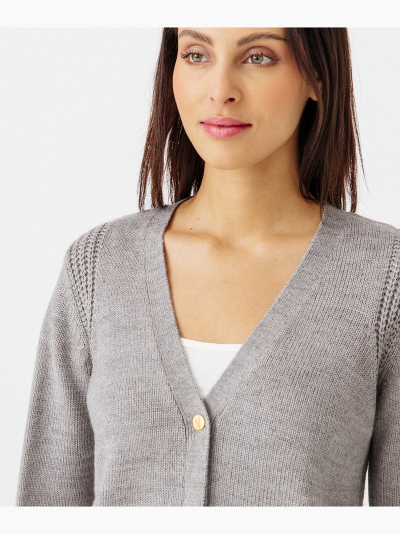 Gilet uni boutonné - Damart Gris - Kiabi