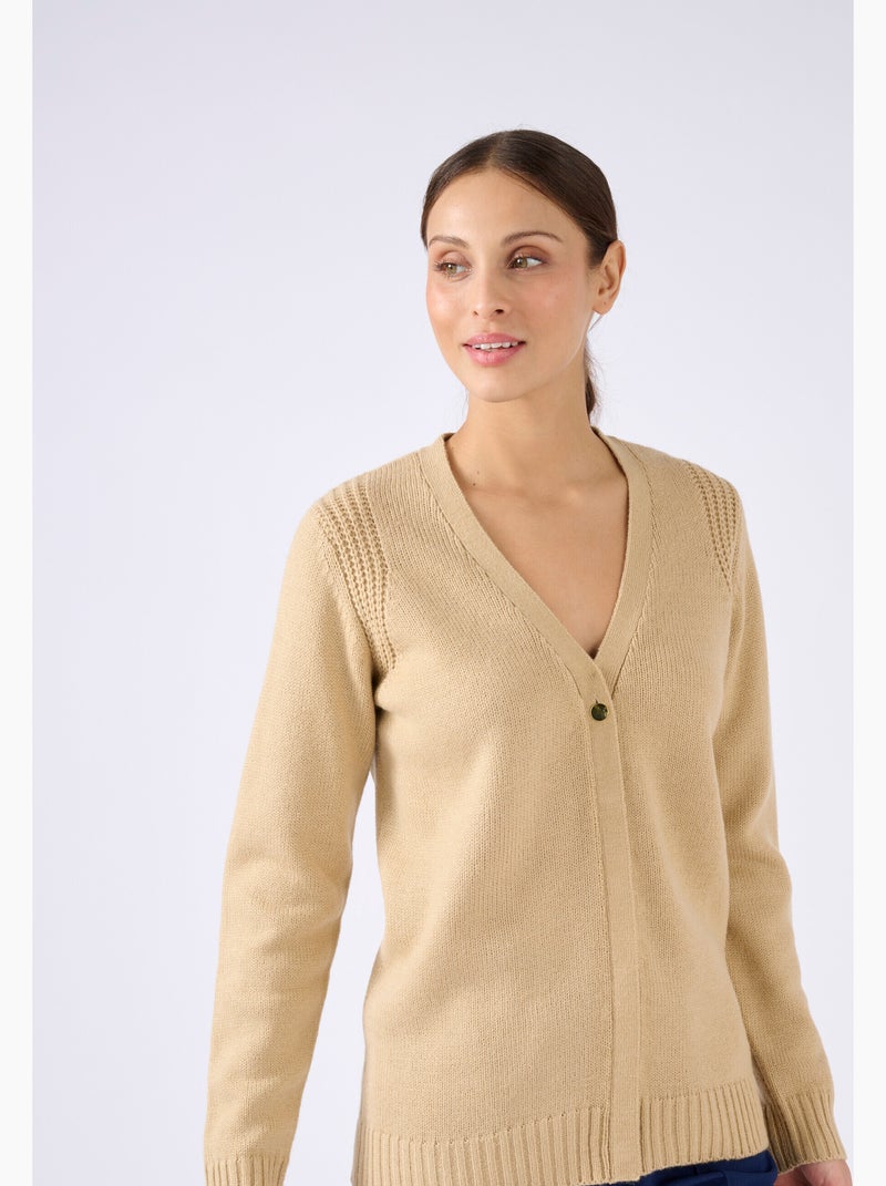 Gilet uni boutonné - Damart Marron - Kiabi