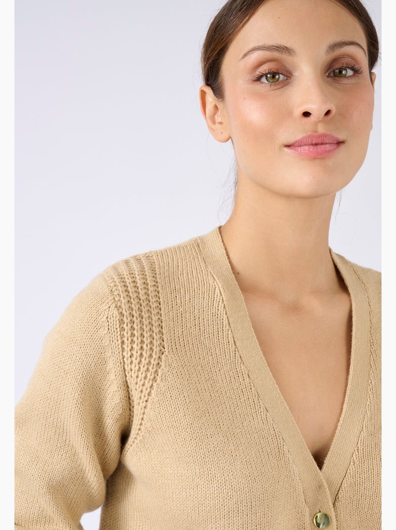 Gilet uni boutonné - Damart Marron - Kiabi