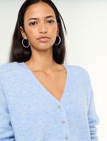 Gilet uni boutonné en maille grosse jauge