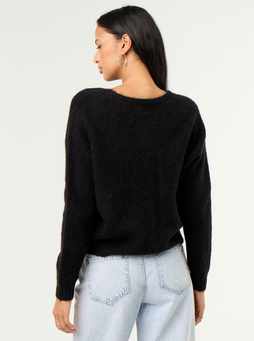 Gilet uni boutonné en maille grosse jauge - Kiabi