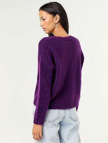 Gilet uni boutonné en maille grosse jauge