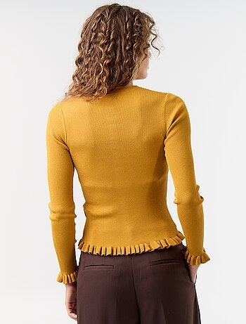Gilet uni côtelé finitions volantées