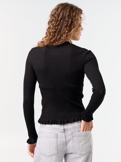 Gilet uni côtelé finitions volantées - Kiabi
