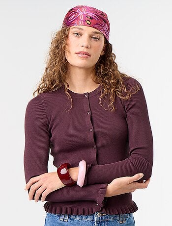 Gilet uni côtelé finitions volantées