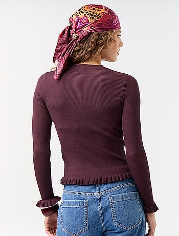 Gilet uni côtelé finitions volantées