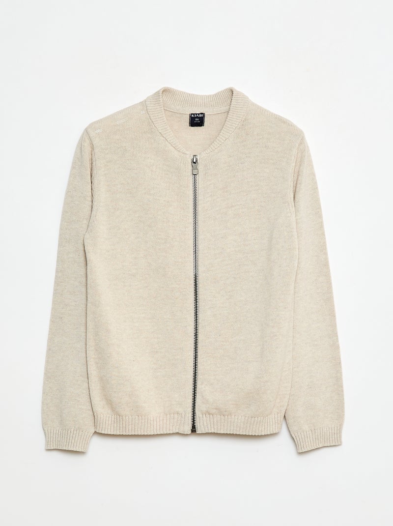 Gilet uni en coton Beige - Kiabi