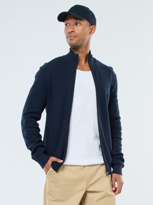 Gilet uni en maille avec 2 poches et col montant - Kiabi