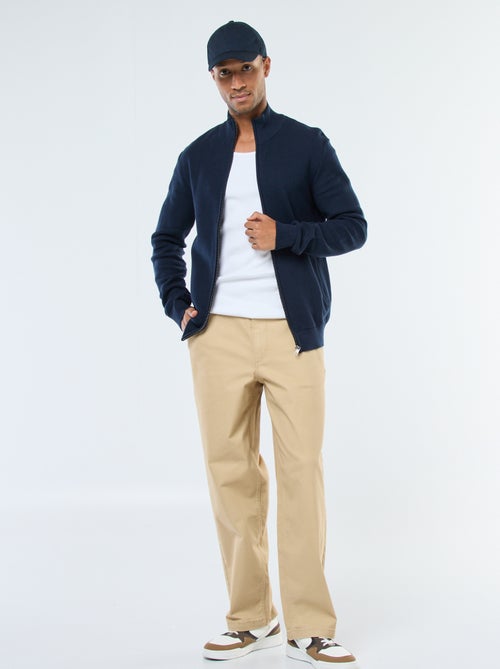 Gilet uni en maille avec 2 poches et col montant - Kiabi