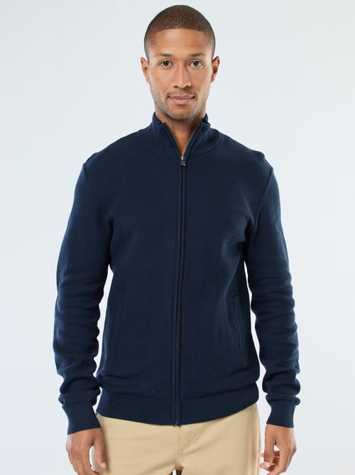 Gilet uni en maille avec 2 poches et col montant - Kiabi