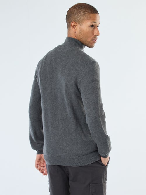 Gilet uni en maille avec 2 poches et col montant - Kiabi