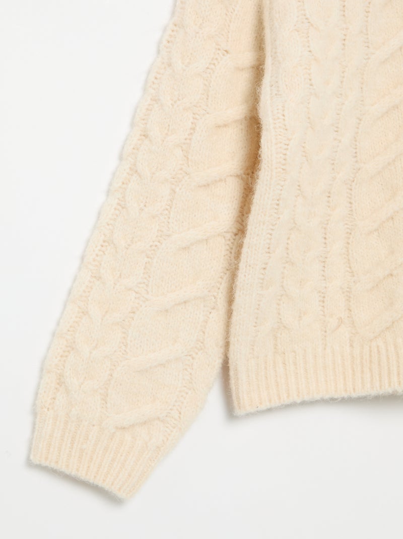Gilet uni en maille fantaisie Beige - Kiabi