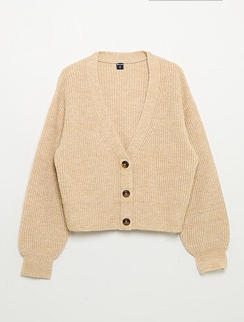 Gilet uni en maille grosse jauge facile à enfiler
