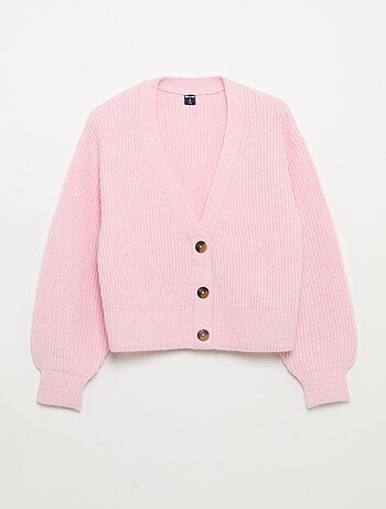 Gilet uni en maille grosse jauge facile à enfiler