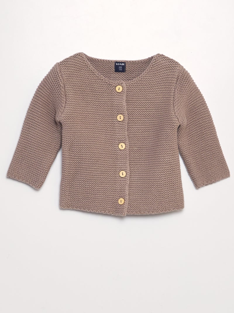 Gilet uni en tricot Marron - Kiabi