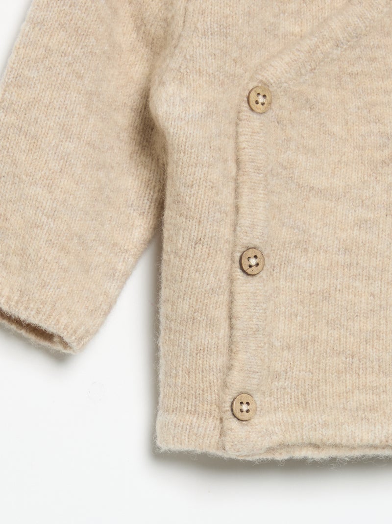 Gilet uni forme cache-cœur Beige - Kiabi