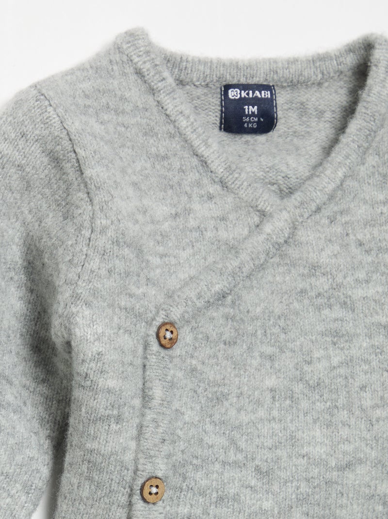Gilet uni forme cache-cœur Gris - Kiabi