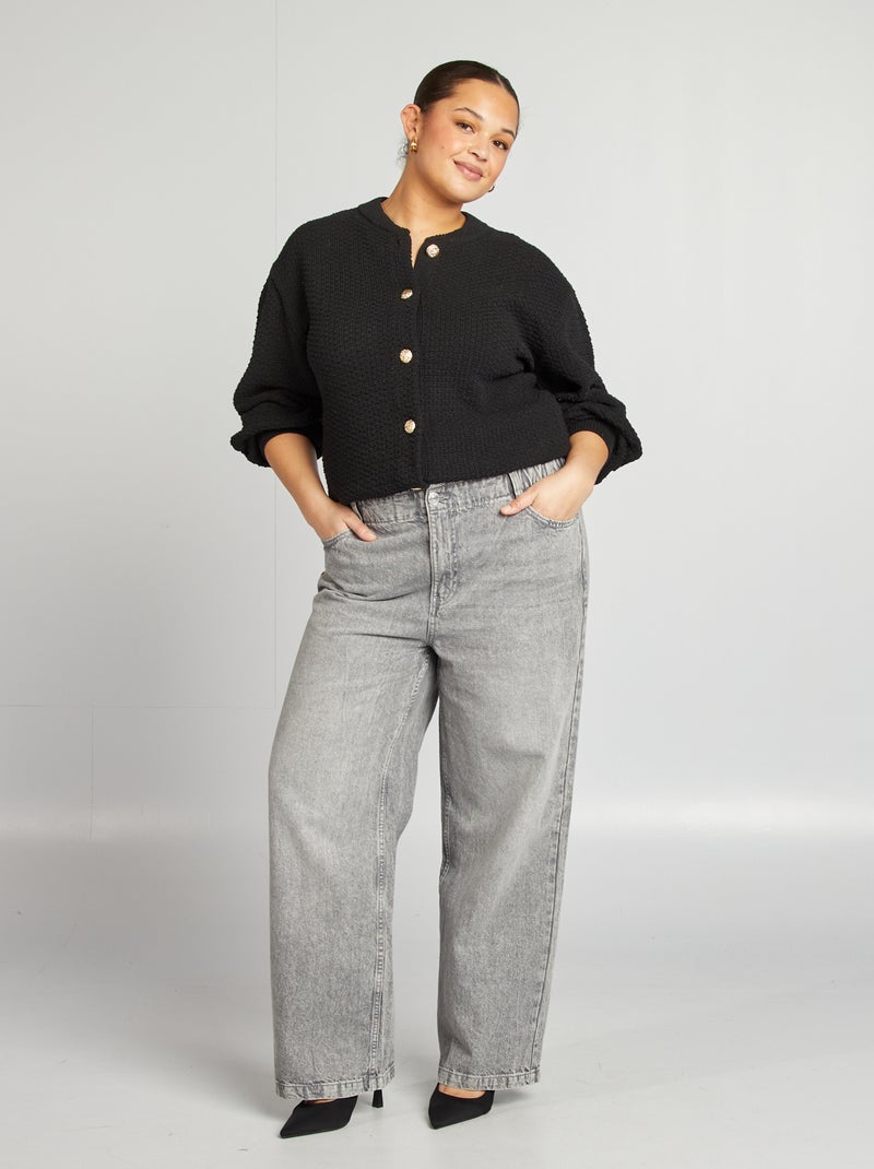 Gilet uni grosse jauge boutons dorés noir - Kiabi