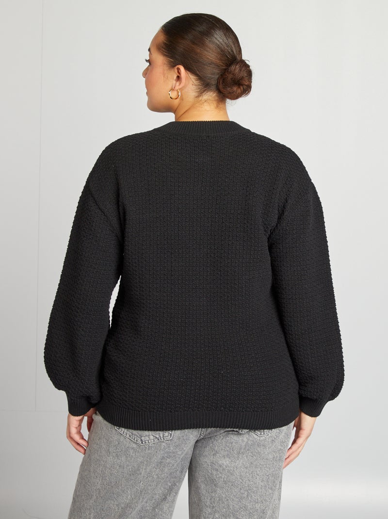 Gilet uni grosse jauge boutons dorés noir - Kiabi