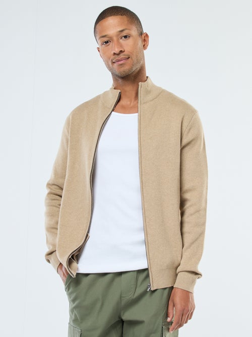 Gilet uni zippé avec col montant - Kiabi