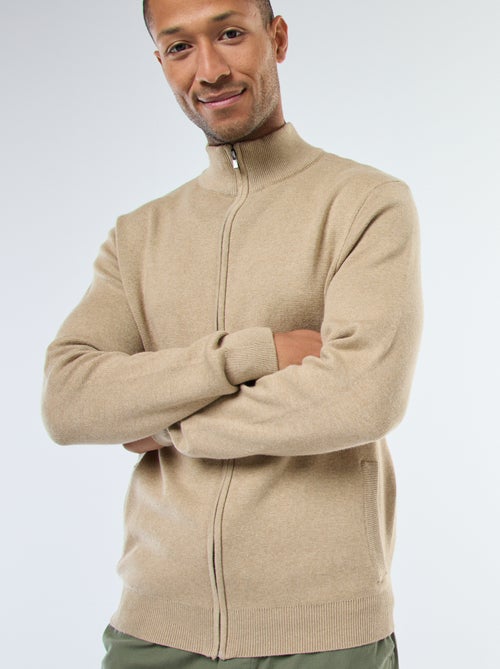 Gilet uni zippé avec col montant - Kiabi