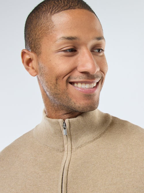 Gilet uni zippé avec col montant - Kiabi