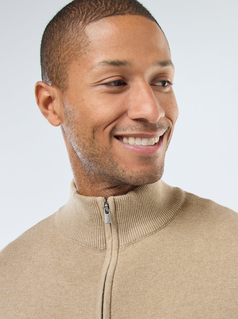 Gilet Uni Zippé Avec Col Montant - Noir - Homme - 25.00