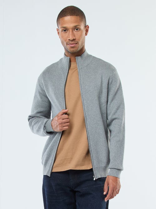Gilet uni zippé avec col montant - Kiabi