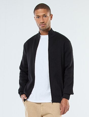 Gilet uni zippé avec col montant