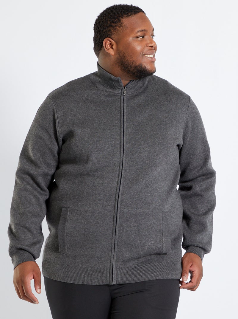 Gilet uni zippé Gris - Kiabi