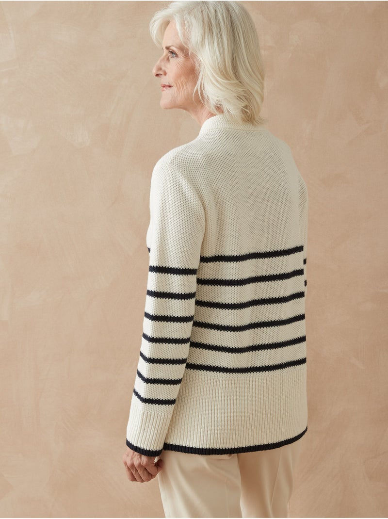 Gilet V à rayures - DAXON Bleu Ecru - Kiabi