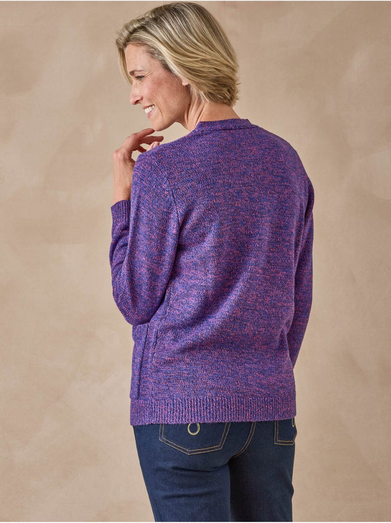 Gilet V maille chinée - DAXON Bleu Rose - Kiabi