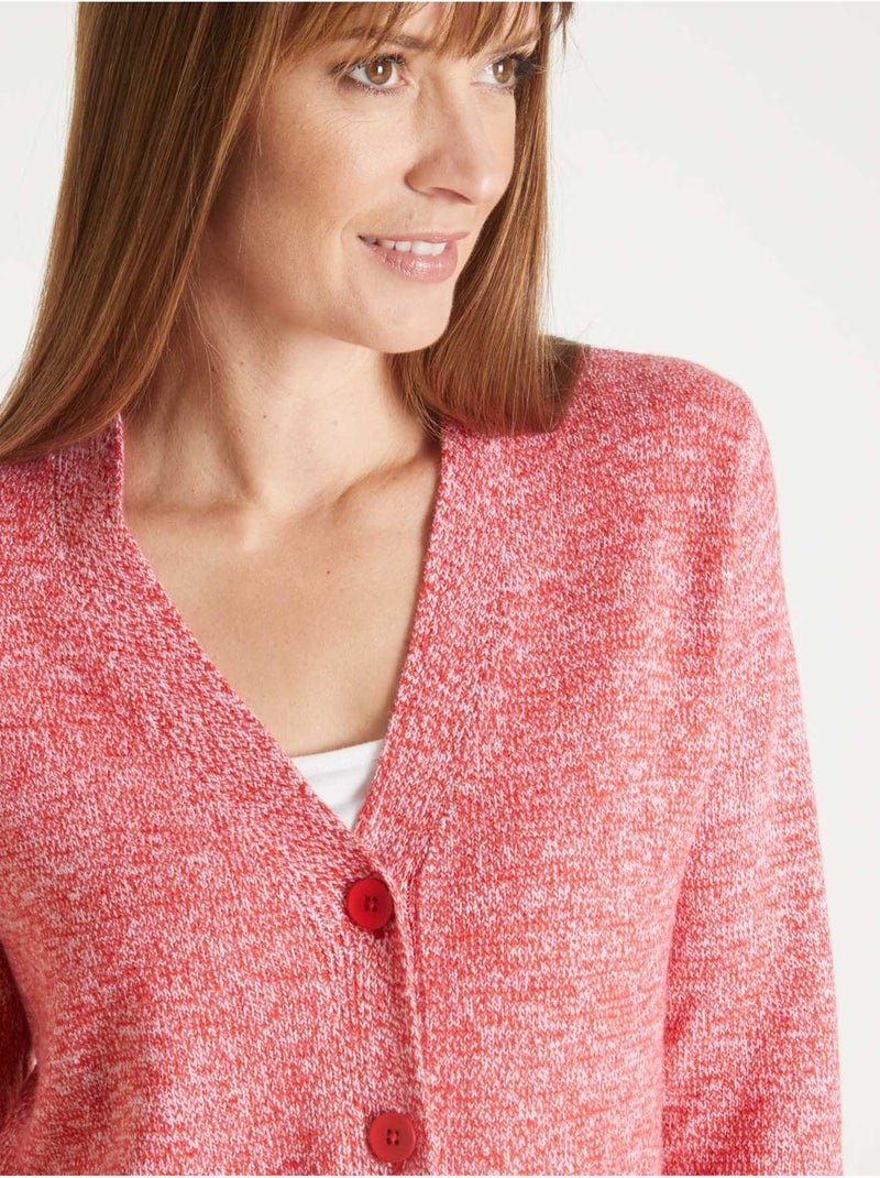 Gilet V maille chinée - DAXON Rouge - Kiabi