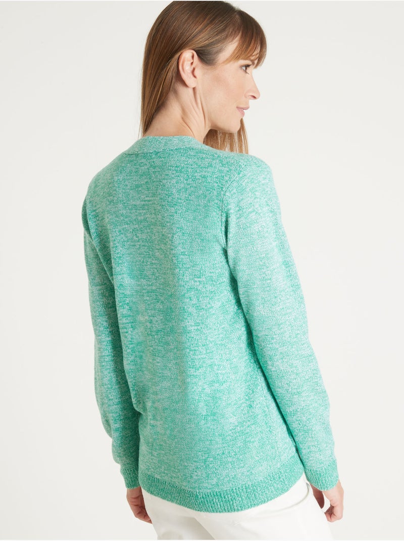 Gilet V maille chinée - DAXON Vert clair - Kiabi